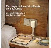 Chargeur Belkin 3x USB-C Fact Charge PD 67W Blanc Chargeur Belkin 3x USB-C Fact Charge PD 67W Blanc
