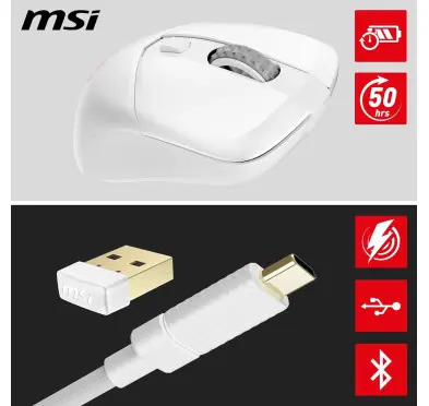 Souris MSI VERSA 300 Wireless Blanc Gaming