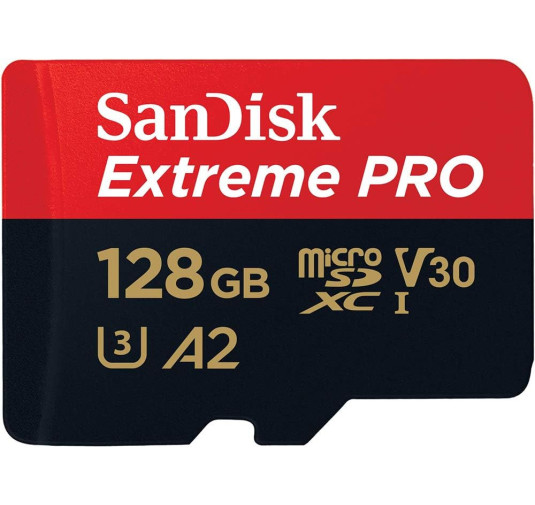 Mémoire Micro SDXC 128Go SanDisk Extreme PRO A2/V30/UHS-I U3 200 Mo/s