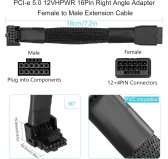 Rallonge d'alimentation 12VHPWR 600Watts 16AWG coudé type A Rallonge d'alimentation 12VHPWR 600Watts 16AWG coudé type A