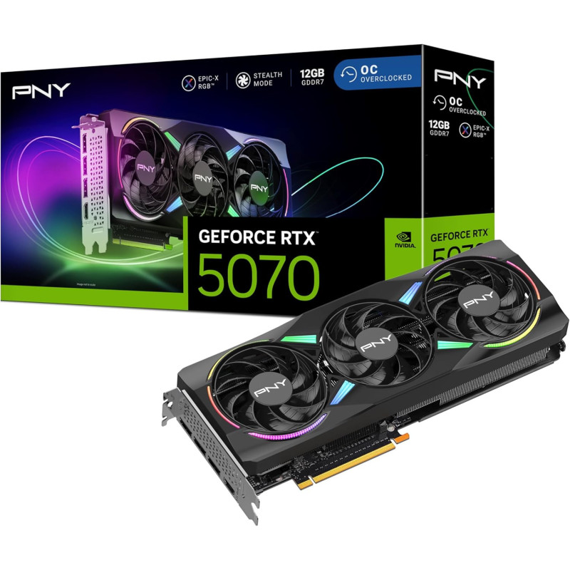 Carte Graphique PNY RTX 5070 12Go ARGB OC Triple Fan Carte Graphique PNY RTX 5070 12Go ARGB OC Triple Fan