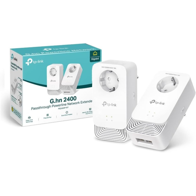 Pack 2x CPL TP-Link 2x RJ45 Prise 220V G.hn2400 PG2400P KIT Pack 2x CPL TP-Link 2x RJ45 Prise 220V G.hn2400 PG2400P KIT