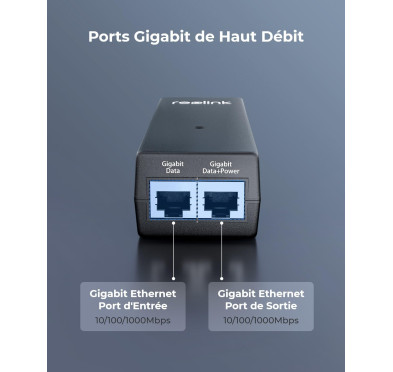 Reolink Injecteur PoE (15W) PoE+ (30W) Gigabit 100M