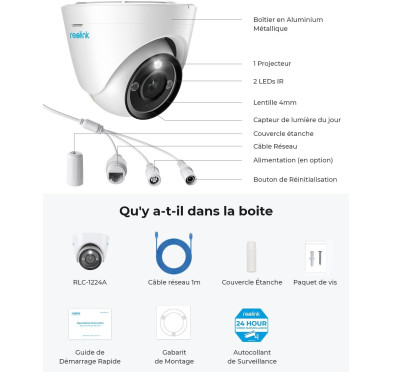 Caméra IP Reolink RLC-1224A 12MP Extérieur IP67 PoE
