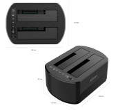 Dual Dock Aisense ASDS-D03B 2xDD SATA 3.5/2.5 vers USB 3.1 clonage Dual Dock Aisense ASDS-D03B 2xDD SATA 3.5/2.5 vers USB 3.1 clonage