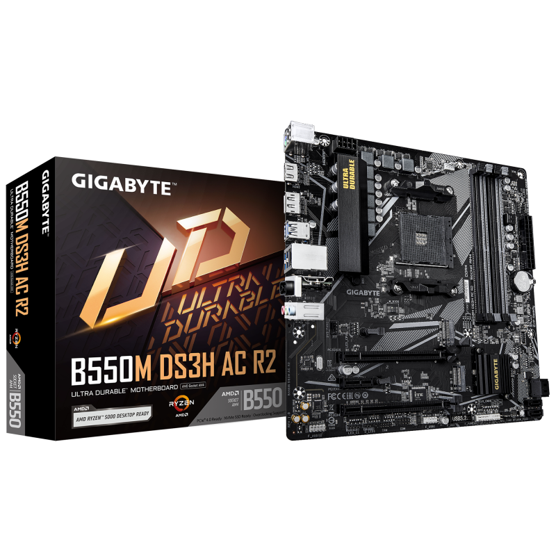 Carte Mère Gigabyte B550M DS3H AC R2 mATX AM4 DDR4 USB3.2 WIFI Carte Mère Gigabyte B550M DS3H AC R2 mATX AM4 DDR4 USB3.2 WIFI