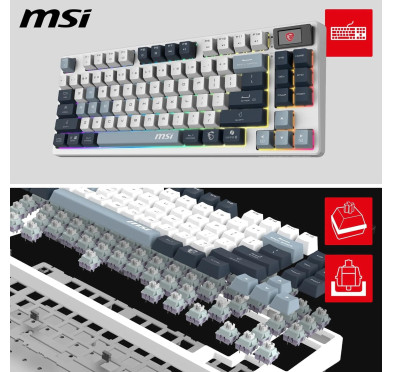 Clavier MSI Forge GK600 TKL Wireless Sky Meca Linéaire