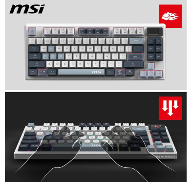 Clavier MSI Forge GK600 TKL Wireless Sky Meca Linéaire