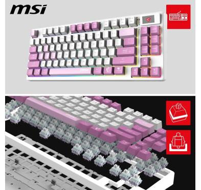 Clavier MSI Forge GK600 TKL Wireless Violet Meca Linéaire