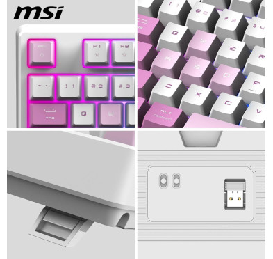 Clavier MSI Forge GK600 TKL Wireless Violet Meca Linéaire