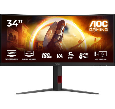 Ecran AOC 34" CU34G4 Gaming 3440x1440 180Hz 1ms CURVED