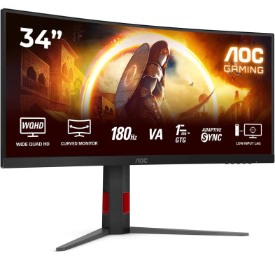 Ecran AOC 34" CU34G4 Gaming 3440x1440 180Hz 1ms CURVED