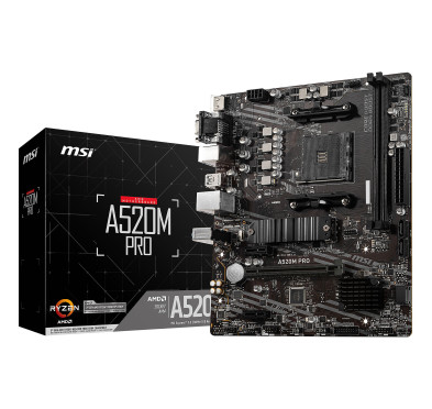 Carte Mère MSI A520M PRO mATX AM4 DDR4 USB3.2 M.2 HDMI DP VGA