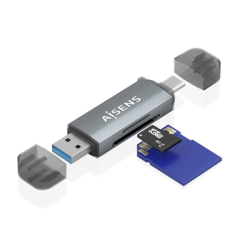 Lecteur de Carte Externe Aisens USB-C et USB-A Carte SD et microSD Lecteur de Carte Externe Aisens USB-C et USB-A Carte SD et microSD