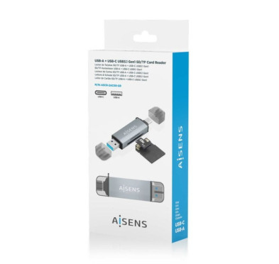 Lecteur de Carte Externe Aisens USB-C et USB-A Carte SD et microSD