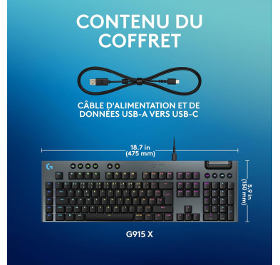 Clavier Logitech G915 X Gaming Mécanique GL Tactile