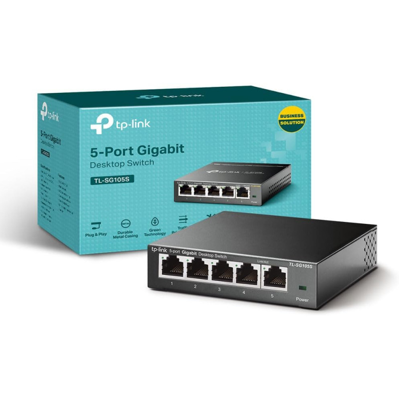 Switch RJ45 TP-Link TL-SG105S 10/100/1000 Mbps 5 Ports Métal
