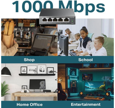 Switch RJ45 TP-Link TL-SG105S 10/100/1000 Mbps 5 Ports Métal