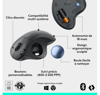 Souris Logitech Wireless Trackball Ergo M575S Graphite