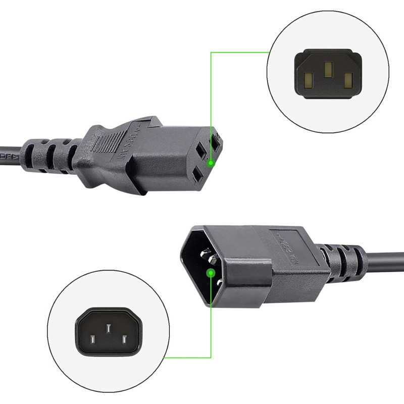 Cable d'alimentation IEC C13 vers C14 1.5M