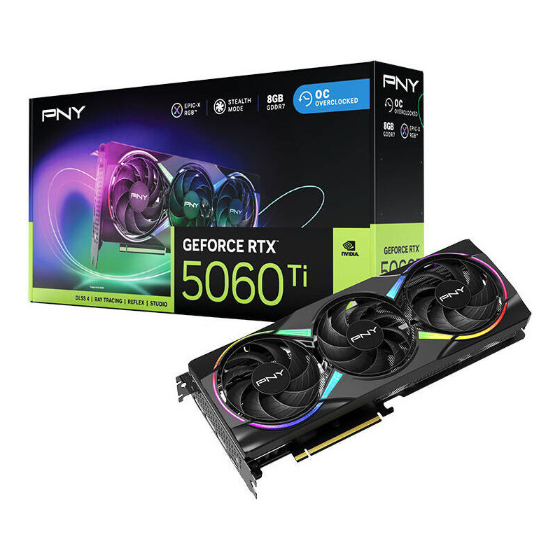 Carte Graphique PNY RTX 5060 Ti 8Go ARGB OC Triple Fan Carte Graphique PNY RTX 5060 Ti 8Go ARGB OC Triple Fan