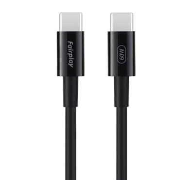 Cable USB Type-C vers Type-C PD 60W Fairplay 2M Noir