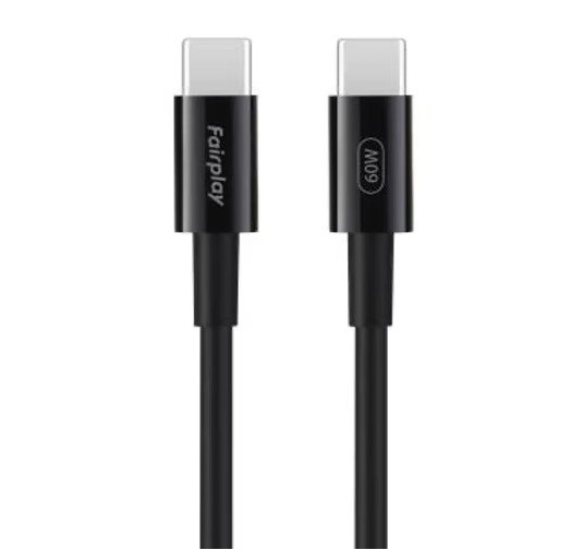Cable USB Type-C vers Type-C PD 60W Fairplay 2M Noir
