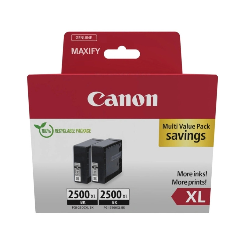 Pack 2x Cartouche Canon PGI-2500XL Noir 2500 pages