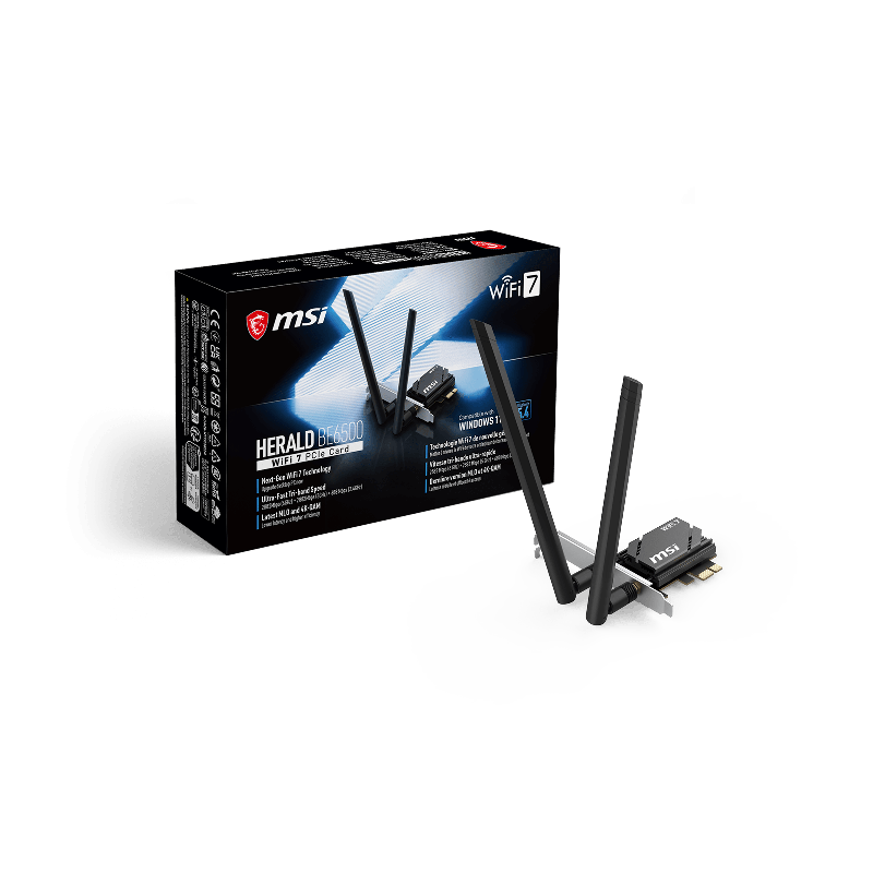 Carte PCI-Express Wifi 7 Bluetooth 5.4 MSI HERALD BE6500