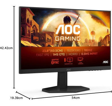 Ecran AOC 24" 24G42E Gaming 1920x1080 180Hz 1ms