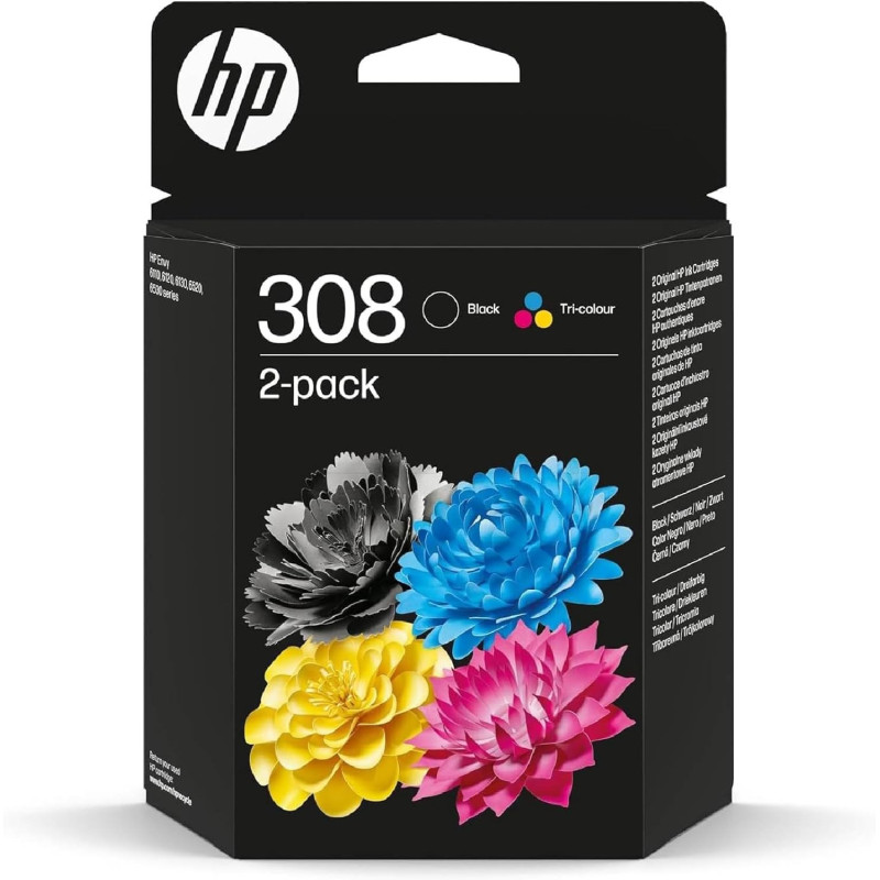 Pack Cartouche HP 308 Noir + Couleur 6L6S6UE