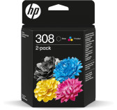 Pack Cartouche HP 308 Noir + Couleur 6L6S6UE