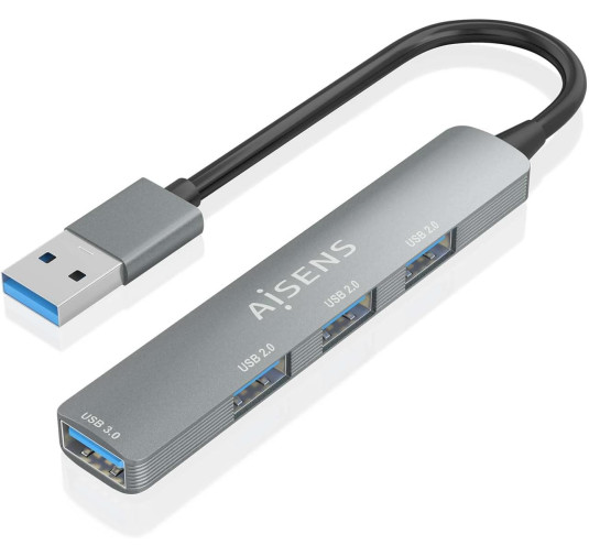 HUB Aisens A106-0859 1 Port USB 3.0 + 3 Ports USB 2.0 Gris