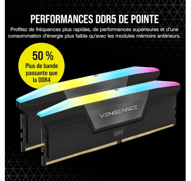 DDR5 Corsair Vengeance RGB Kit 32Go 2x16Go 6000Mhz CL38 EXPO XMP