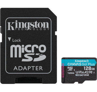 Mémoire Micro SDXC 128Go Kingston Canvas Go Plus A2/V30/UHS-I U3