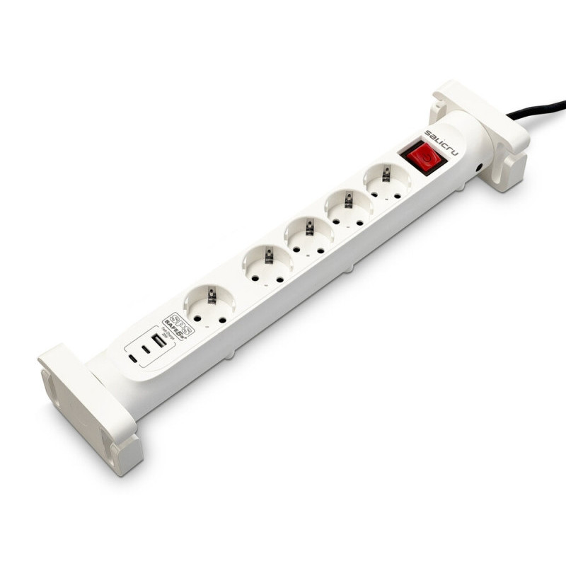 Bloc Multiprises 5 entrées avec interrupteur + USB 20W Salicru