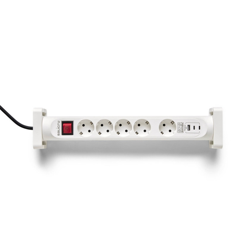 Bloc Multiprises 5 entrées avec interrupteur + USB 20W Salicru