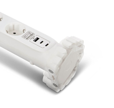 Bloc Multiprises 5 entrées avec interrupteur + USB 20W Salicru