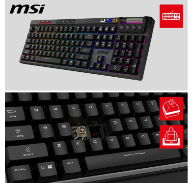 Clavier MSI Strike Pro Wireless (Kailh Midnight Pro Silent Tactile)