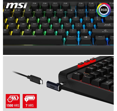 Clavier MSI Strike Pro Wireless (Kailh Midnight Pro Silent Tactile)