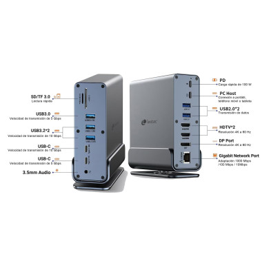 Station d'Accueil Leotec LEDS06 USB-C Dual 4K HDMI DP PD100W