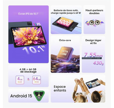 Tablette TCL TAB 10L Gen4 10.1" 4Go 64Go Android Gris