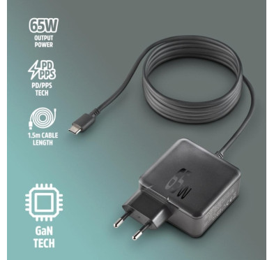 Chargeur NGS USB-C GaN PD3.0 65Watts 1.5M