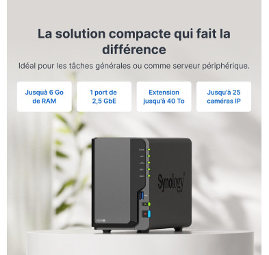 Boitier Serveur NAS Synology DS225+ 2 x SATA 3.5