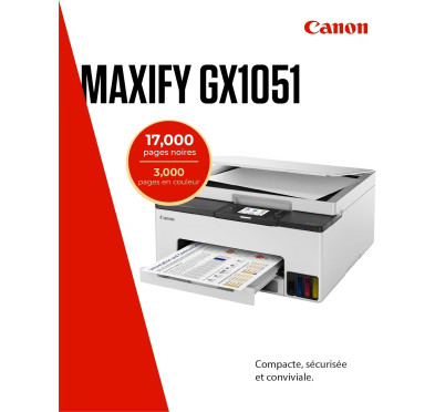 Imprimante Multifonction Canon MAXIFY GX1051 Wifi USB rechargeable