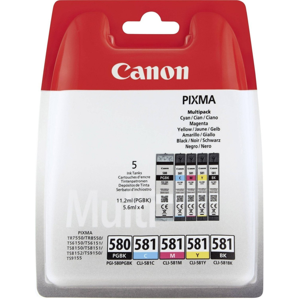 Cartouche Canon PGI-580 + CLI-581 Pack 5 Cartouches