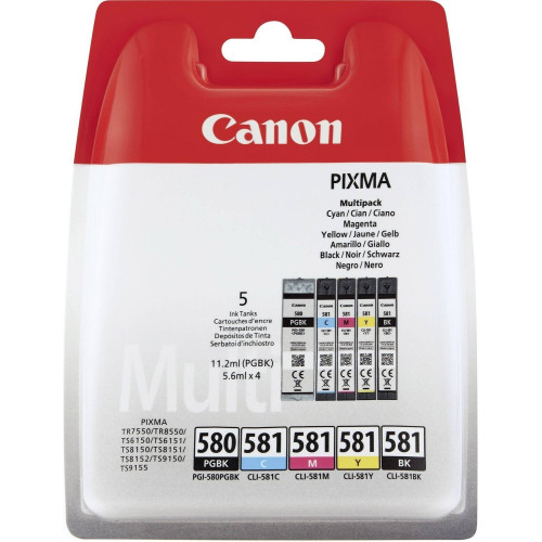 Cartouche Canon PGI-580 + CLI-581 Pack 5 Cartouches CARTPGI580+581 - 1