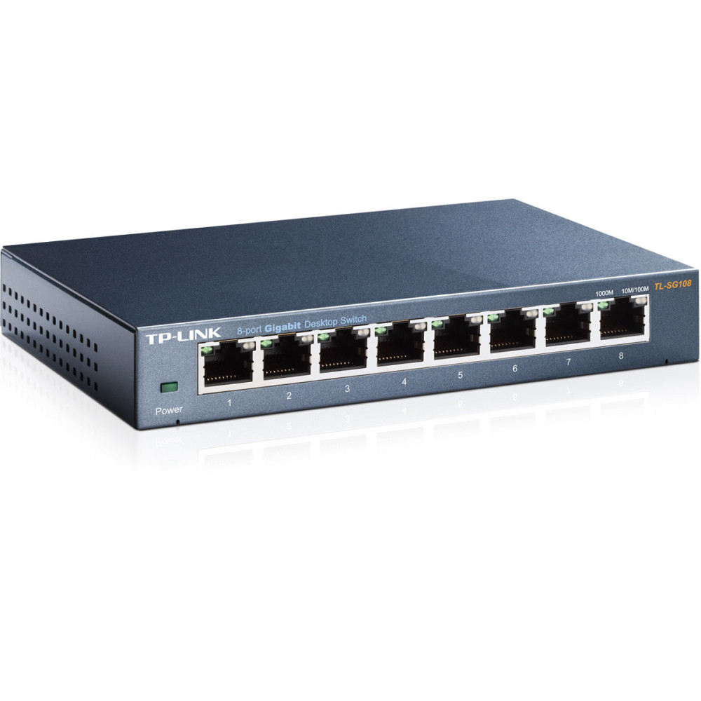 Switch RJ45 TP-Link TL-SG108 10/100/1000 Mbps 8 Ports Métal Switch RJ45 TP-Link TL-SG108 10/100/1000 Mbps 8 Ports Métal