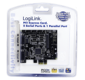 Carte PCI Express LogiLink PC0033 2 x DB9 Série + 1 x DB25 Parallèle