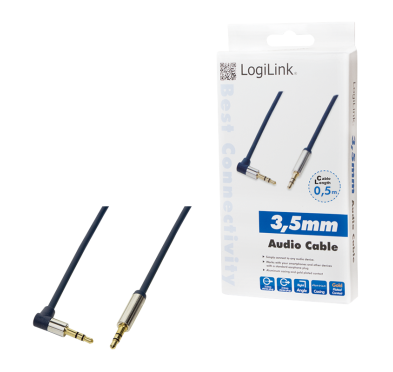 Cable Audio Jack 3.5mm Male/Male coudé 50cm LogiLink CA11050 CAJACK_CA11050 - 3